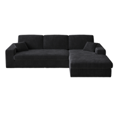 114.5'Modern Corduroy Modular foam Sofa, Recliner Seat reversible Sofa, 2-in-1 Sofa with Recliner and L-Shaped Sofa Combination with Three Cushion Neck Pillow Combination and Two Throw Pillows
