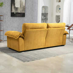 84' Chenille Sofa Small Sofa Loveseat Deep Seat Sofa Couch with 2 Throw Pillows & Memory Foam for Living Room Apartment Office Lounge-Yellow