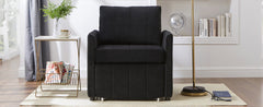Upholstered Convertible Sleeper Sofa with 5-Position Backrest, Side Pockets, Storage, Black Chenille, 31.5'