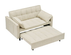 54.30-inch double Upholstered broaching machine, plank support, Upholstered frame broaching machine, Twin bed, beige