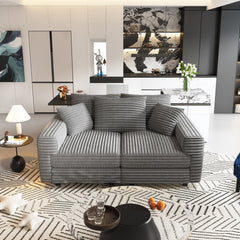 82.7 ' Plush Corduroy 3-Seat Sofa,Modern Comfy Upholstered Sofa Cloud Couch,Deep Seat Couches with Soft Pillows,Convertible Deep Seat Sofa Lounge Chair for Living Room Bedroom,Apartment,Office,Grey