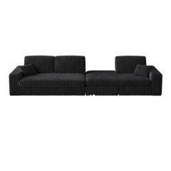 114.5'Modern Corduroy Modular foam Sofa, Recliner Seat reversible Sofa, 2-in-1 Sofa with Recliner and L-Shaped Sofa Combination with Three Cushion Neck Pillow Combination and Two Throw Pillows