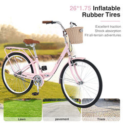 26 Inch Single Speed Folding Lady Bike , Durable Steel Frame,Compact Design for Easy Storage and Commuting