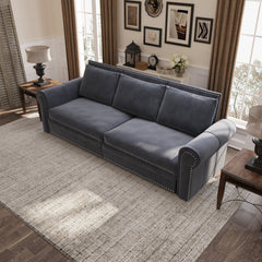 93.7 ' King Pull Out Sofa Bed, Chesterfield Sofa, 3-in-1 Velvet Convertible Sleeper Sofa with Nailhead Trim & Rolled Arm, Multi-Functional Sofa Bed for Living Room, Bedroom, Apartment, Office