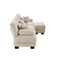 Luxury Modular Sectional Sofa Couch,Oversized L Shaped Cloud Couch for Living Room,Deep Seat Sofa Couch with Convertible Ottoman,Chenille Light coffee