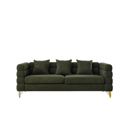 81Inch Oversized 3 Seater Sectional Sofa, Living Room Comfort Fabric Sectional Sofa - Deep Seating Sectional Sofa, Soft Sitting with 3 Pillows for Living Room, Bedroom, Office Green teddy (W834S00033)