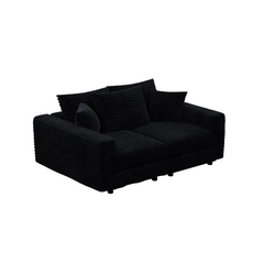 82.7 ' Plush Corduroy 3-Seat Sofa,Modern Comfy Upholstered Sofa Cloud Couch,Deep Seat Couches with Soft Pillows,Convertible Deep Seat Sofa Lounge Chair for Living Room Bedroom,Apartment,Office,Black