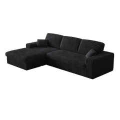 114.5'Modern Corduroy Modular foam Sofa, Recliner Seat reversible Sofa, 2-in-1 Sofa with Recliner and L-Shaped Sofa Combination with Three Cushion Neck Pillow Combination and Two Throw Pillows