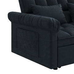 Loveseats Sofa Bed with Pull-out Bed,Adjsutable Back-Black