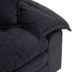 84' Chenille Sofa Small Sofa Loveseat Deep Seat Sofa Couch with 2 Throw Pillows & Memory Foam for Living Room Apartment Office Lounge-Black