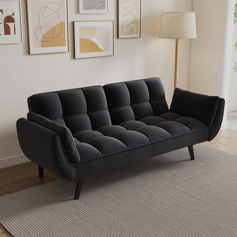 74 'black sofa Soft two armrests throw pillow pillow comfortable fit apartment bedroom small space
