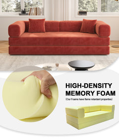 78.8inch  Modular Sectional Sofa, Convertible Pudding Block Sofa, Floor Standing Sofa Bed Arm Comfort Sofa Bed, Compression Sofa for Living Room and Bedroom -  (Orange)