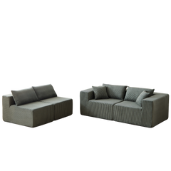 104-Inch Corduroy  Modular L Shaped Sectional Sofa,Luxury Floor Couch Set,Upholstered Indoor Furniture,Foam-Filled Compressed Sofa for Living Room,Bedroom,4 PC Free Combination