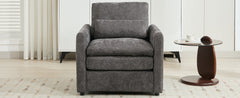 Cozy Upholstered Armchair with Double Cushion in Grey Chenille, 31.9 Inches