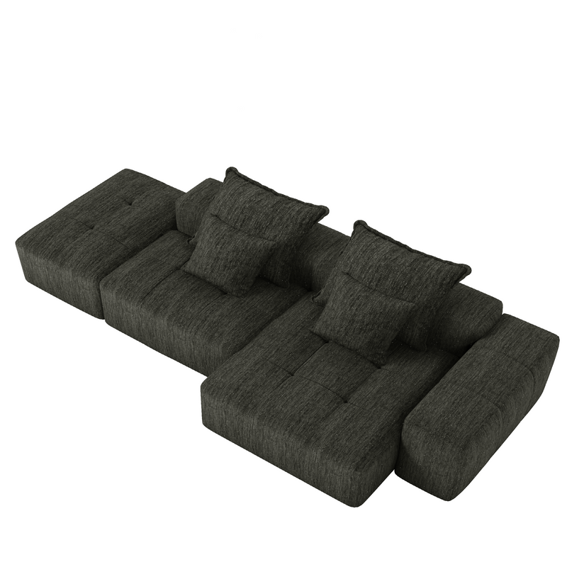 Modern Oversized Modular Sectional Sofa with Ottoman, Seat, Chaise lounge and Armrest, Sparkling Chenille Fabric Soft Cushion Sofa with 4 Pillows,4 PCS DIY Combination Tufted Sofa,No Assembly Required