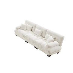 3-Seater Sectional Sofa Modular Deep Seat Sofa Couch , Chenille Sofa Soft Comfy Upholstered Furniture for Living Room, Apartment, Studio, Office,Chenille White