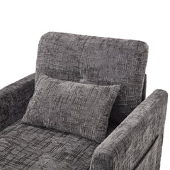 Multifunctional Recliner with Storage Backrest and Cell Phone Bracket in Gray Chenille for Living Room and Bedroom