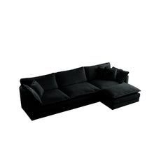 Free Combination Comfy Upholstery Modular Oversized L Shaped Sectional Sofa With Reversible Ottoman, Black Chenille