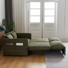 MH'' 64.5 Inch Sleeper Sofa Bed  3-in-1 Adjustable Sleeper with Pullout Bed   2 Pillows and Side Pockets  Soft Corduroy Convertible Sleeper Sofa Bed for Living Room Bedroom Apartment Office