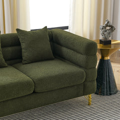 81Inch Oversized 3 Seater Sectional Sofa, Living Room Comfort Fabric Sectional Sofa - Deep Seating Sectional Sofa, Soft Sitting with 3 Pillows for Living Room, Bedroom, Office Green teddy (W834S00033)
