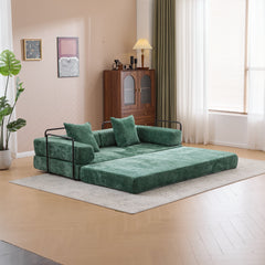 Floor Couch,Compression Sofa,Convertible Floor Sofa Bed-with Pillow Back Support Armrest,Comfy Futon Couch Lounge Sleeper Bed,Chenille fabric,for Living Room Bedroom (dark green)