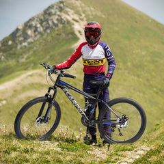 A2460 24 Inch Mountain Bike with Full Suspension, 21 Speed Grip Shifters, High Carbon Steel Frame, Mechanical Disc Brakes, Unisex for Men/Women/ Adults, Ideal for Trails.
