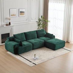 Modern Memory Foam Compressed Sofa,Large Sectional Couches for Living Room,Pet-Friendly Cloud Modular Sectional Sofa,Corduroy Fabric,Extra Deep Loveseat,No assembly required,Green