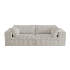 39.8' Cloud Sofa,Corduroy Fabric,Deep Seat Couches,Double-layer design,Removable  Cushion,No Assembly, DIY Combination for Living room, Bedroom,Conference room ,Apartment,White