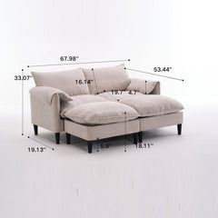 Convertible Combination Sofa, Sofa U-Shaped, Sofa with Footstools with Storage, Beige Sofa for Living Room, Living Room/Bedroom/Office/Small Space 2-Seater Combination Sofa - Beige