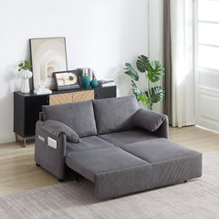 MH'' 64.5 Inch Sleeper Sofa Bed  3-in-1 Adjustable Sleeper with Pullout Bed   2 Pillows and Side Pockets  Soft Corduroy Convertible Sleeper Sofa Bed for Living Room Bedroom Apartment Office