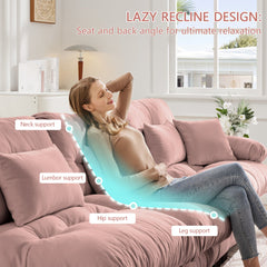 3-Seater Sectional Sofa Modular Deep Seat Sofa Couch , Chenille Sofa Soft Comfy Upholstered Furniture for Living Room, Apartment, Studio, Office,Chenille Pink