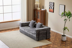 Floor Couch,Compression Sofa,Convertible Floor Sofa Bed-with Pillow Back Support Armrest,Comfy Futon Couch Lounge Sleeper Bed,Chenile fabric,for Living Room Bedroom (DARK-GREY)
