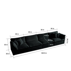 Free Combination Modular Sofa Free,4 Seater Sofa Comfy Chenille Fabric,Sectional Sofa Couch,Black Chenille