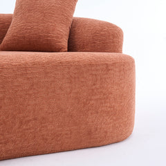 LY-025S Coral Curved Loveseat: Compressed No Assembly, Chenille Small Sofa, 30D Sponge, Compact for Apartments, 65' L, 300Lbs, 3 Pillows