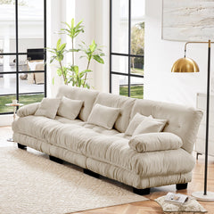 3-Seater Sectional Sofa Modular Deep Seat Sofa Couch , Chenille Sofa Soft Comfy Upholstered Furniture for Living Room, Apartment, Studio, Office,Chenille Light coffee