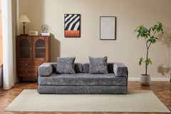 Floor Couch,Compression Sofa,Convertible Floor Sofa Bed-with Pillow Back Support Armrest,Comfy Futon Couch Lounge Sleeper Bed,Chenile fabric,for Living Room Bedroom (DARK-GREY)