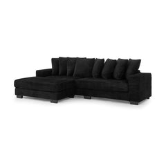 Corduroy Tufted Upholstered Sleeper Sectional Sofa, L-Shaped Modular Convertible Sofa , Can freely change the position of the footrests-Black(Assembly is required)