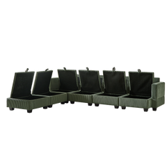 113.5'' Modular Sectiona Corduroy Sofa, Sectional Couches for Living Room U Shaped Sectional Couch with Storage Ottoman, 6 Seats Convertible Sectionals with Chaise