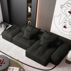 Modern Oversized Modular Sectional Sofa with Ottoman, Seat, Chaise lounge and Armrest, Sparkling Chenille Fabric Soft Cushion Sofa with 4 Pillows,4 PCS DIY Combination Tufted Sofa,No Assembly Required