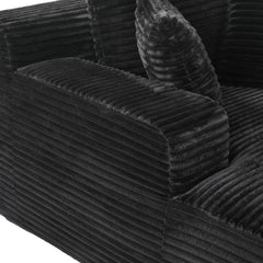 Modern Black Corduroy Chaise Lounge Sofa Bed with Removable Pillows, 48.8' Upholstered Sleeper Sofa