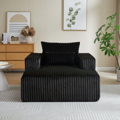 62.5-Inch Corduroy Sponge Sofa Lounge Chair,No Assembly Required,Fluffy Modern Sleeper Chair for Indoor Living Room Bedroom