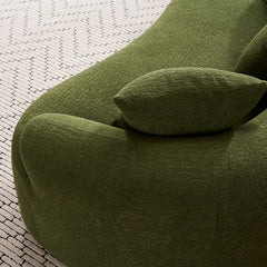 LY-025S Green Curved Loveseat: Compressed No Assembly, Chenille Small Sofa, 30D Sponge, Compact for Apartments, 65' L, 300Lbs, 3 Pillows