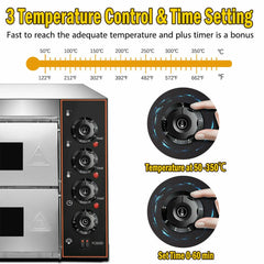 3KW Premium Electric Commercial Stainless Steel Double Deck Pizza Oven (98620571)