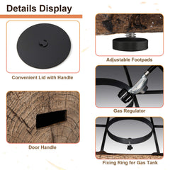 40" Rectangular Propane Fire Pit Table W/ Rocks & Gas Kit, 50K BTU (SAK21411)
