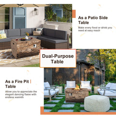 40" Rectangular Propane Fire Pit Table W/ Rocks & Gas Kit, 50K BTU (SAK21411)
