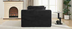 Modern Black Corduroy Chaise Lounge Sofa Bed with Removable Pillows, 48.8' Upholstered Sleeper Sofa