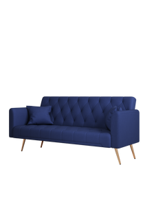 71-inch convertible love seat sofa, American retro blue velvet material, suitable for small living room, bedroom, office