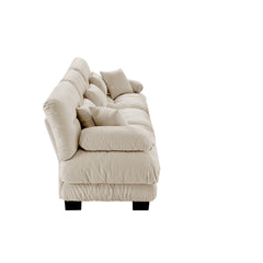 3-Seater Sectional Sofa Modular Deep Seat Sofa Couch , Chenille Sofa Soft Comfy Upholstered Furniture for Living Room, Apartment, Studio, Office,Chenille Light coffee