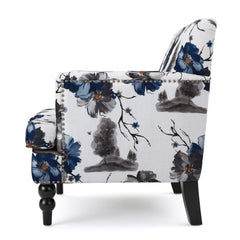 Club Chair with Tapered Birch Wood Legs, Multicolor
