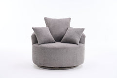 360° Swivel Chair Accent Barrel Chair Swivel Round Upholstered Sofa Chair with 3 Removable Pillows for Living Room, Bedroom, Office and Hotel, High-Resilience Sponge,Grey